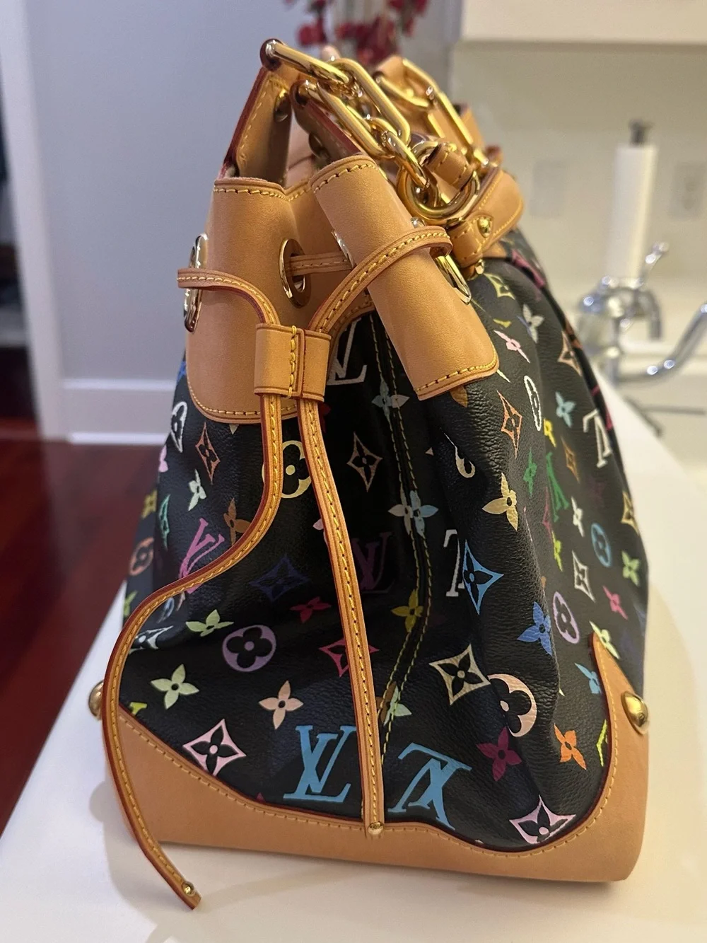 Louis Vuitton Limited Edition Light Beige Suede Interior- Classic Embossed Logo